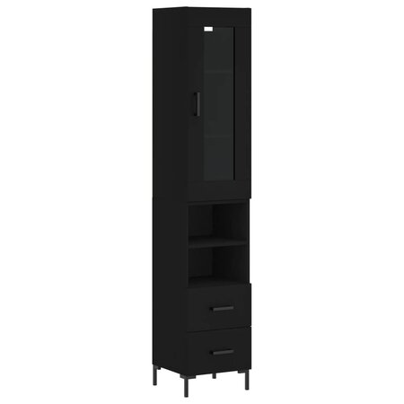 vidaXL Buffet haut Noir 34 5x34x180 cm Bois d'ingénierie