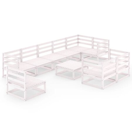 vidaXL Salon de jardin 10 Pièces Blanc Bois de pin massif