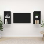 vidaXL Meubles TV muraux 2 Pièces Noir Aggloméré