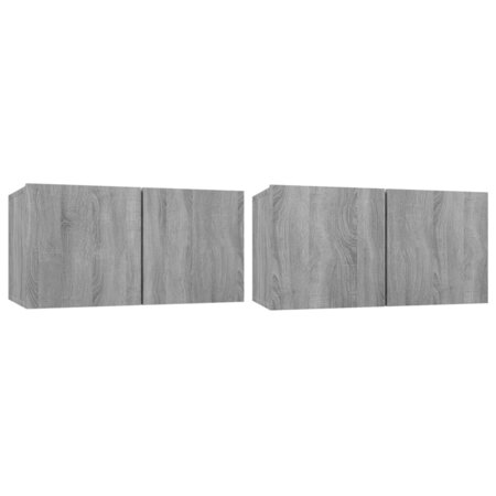 vidaXL Armoires TV suspendues Sonoma gris 2 Pièces 60x30x30 cm Bois