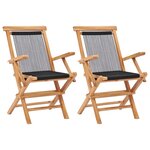 vidaXL Chaises pliables de jardin 2 Pièces Bois de teck solide et corde