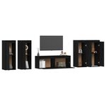 vidaXL Meubles TV 5 Pièces Noir Bois massif de pin
