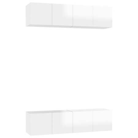 vidaXL Meubles TV 4 Pièces Blanc brillant 60x30x30 cm Aggloméré