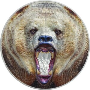 AMERICAN GRIZZLY BEAR Rare Wildlife 2 onces argent monnaie 1500 Shillings Tanzania 2020