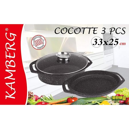cocotte 3 pcs 33*25 cm fonte d'alu KAMBERG