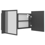 vidaXL Armoire de salle de bain à miroir LED Gris 90x12x45 Acrylique