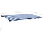 vidaXL Auvent automatique capteur de vent/LED 600x300 cm Bleu et blanc