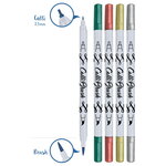 5 stylos-pinceaux 1 pointe calligraphie et pointe pinceau - couleurs métalliques