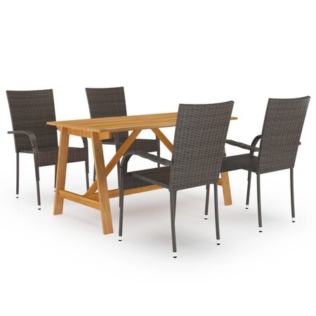 vidaXL Ensemble de salle à manger de jardin 5 Pièces Marron