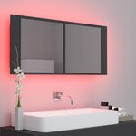 vidaXL Armoire de salle de bain à miroir LED Gris 100x12x45 Acrylique