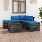 vidaXL Salon palette de jardin 6 Pièces avec coussins Bois de pin massif