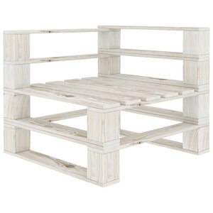 vidaXL Canapé palette d'angle de jardin bois blanc