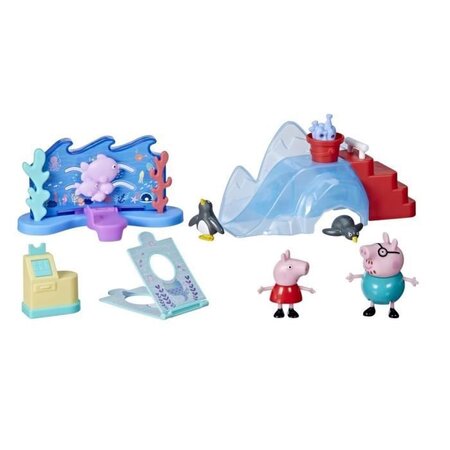 Peppa pig - peppa's adventures - peppa a l'aquarium - jouet préscolaire avec 4 figurines et 4 accessoires  des 3 ans