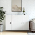vidaXL Armoires murales 2 Pièces blanc bois d'ingénierie