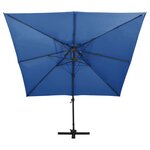 vidaXL Parasol déporté à double toit 300x300 cm Bleu azuré