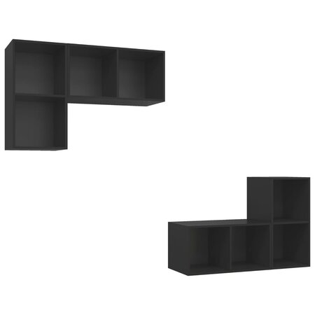 vidaXL Meubles TV muraux 4 Pièces Noir Aggloméré