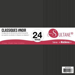 24 papiers Scrapbooking Noir - 300g/m2 - H : 30 5 cm