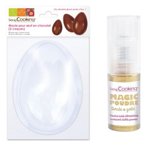 Moule pour Oeuf en chocolat + Poudre alimentaire irisée dorée