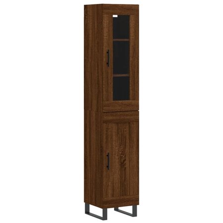 vidaXL Buffet haut Chêne marron 34 5x34x180 cm Bois d'ingénierie