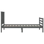 vidaXL Cadre de lit avec tête de lit gris 90x200 cm bois massif