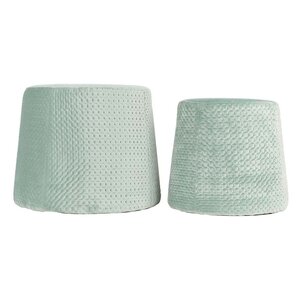 Poufs gigognes en velours gaufré (lot de 2) vert d'eau
