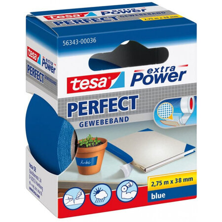 Ruban adhésif toilé réparation fixation tesa power effect 2 75m x 38mm bleu