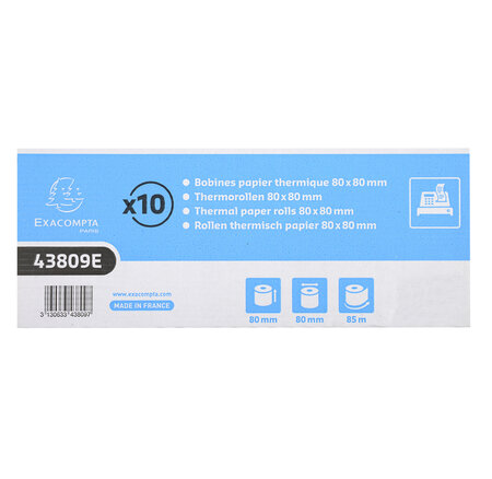 Bobine Pour Tickets De Caisse 80x80mm - 85m - 1 Pli Thermique 48g/m2 - Grande Longueur. - X 30 - Exacompta