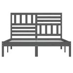 vidaXL Cadre de lit Gris Bois de pin massif 135x190 cm Double