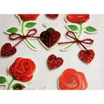 Autocollants en relief à paillettes - Roses et coccinelles