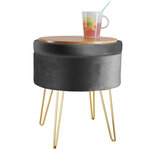 Tectake Tabouret avec coffre de rangement aspect velours transformable AVA - gris foncé