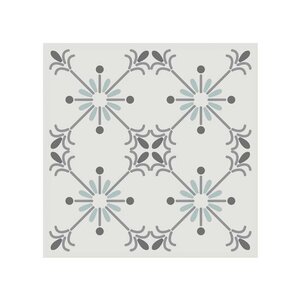 6 stickers à carreaux de ciment blanc - gris et bleu 15 x 15 cm