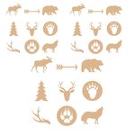 81 mini décorations en bois - Animaux de la forêt - Woodland