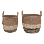 2 paniers en rotin marron et noir