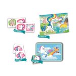 CLEMENTONI Edukit 4 en 1 - Licornes - Mémo, Domino, Puzzle et Cubes
