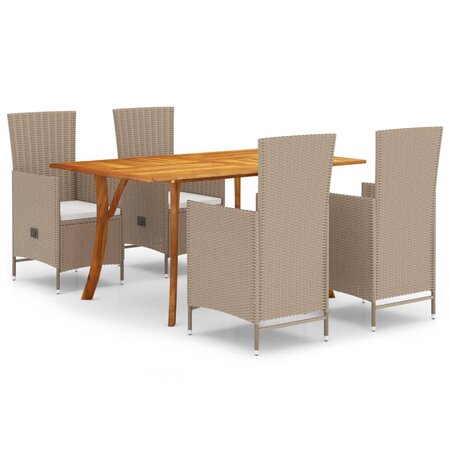 vidaXL Ensemble de salle à manger de jardin 5 Pièces Beige