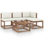 vidaXL Salon palette de jardin 5 Pièces et coussins Bois de pin imprégné