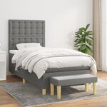 vidaXL Lit à sommier tapissier avec matelas Gris foncé 100x200cm Tissu