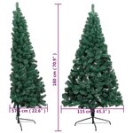 vidaXL Sapin de Noël artificiel moitié avec support vert 180 cm PVC