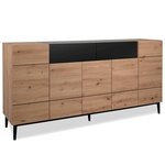 Buffet Commode Bois de Chêne en Noir Naturel Meuble de Salon