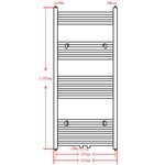 vidaXL Sèche-serviettes eau chaude à rails droits noir 500 x 1160 mm