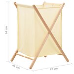 vidaXL Panier à linge Bois de cèdre et textile Beige 42 x 41 x 64 cm