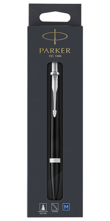 PARKER Urban Stylo-bille, noir mat , pointe moyenne, attributs chromés, recharge bleue