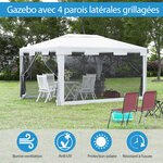 Tonnelle barnum style colonial dim. 4L x 3l x 2 55H m 4 moustiquaires blanc et noir