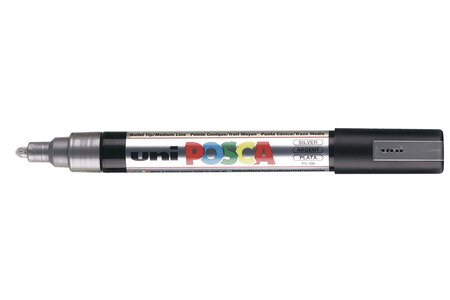 Marqueur pointe conique moyenne posca pc5m 1 8 - 2 5mm argent x 6 posca