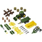 KLEIN - Tracteur JOHN DEERE avec benne, charrue & remorque