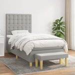 vidaXL Lit à sommier tapissier avec matelas Gris clair 100x200cm Tissu