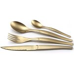 Lou Laguiole Ensemble de coutellerie 16 Pièces Jet Champagne délavé