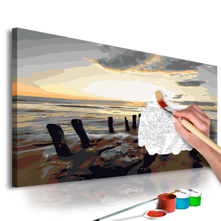 Tableau à peindre par soi-même - plage (lever de soleil) l x h en cm 60x40