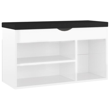 vidaXL Banc à chaussures coussin Blanc brillant 80x30x47 cm Aggloméré