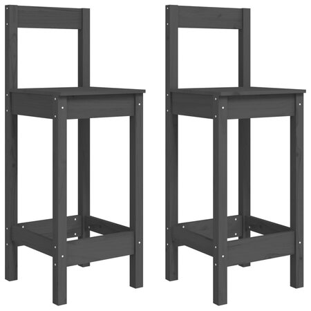 vidaXL Chaises de bar lot de 2 gris 40x41 5x112 cm bois de pin solide